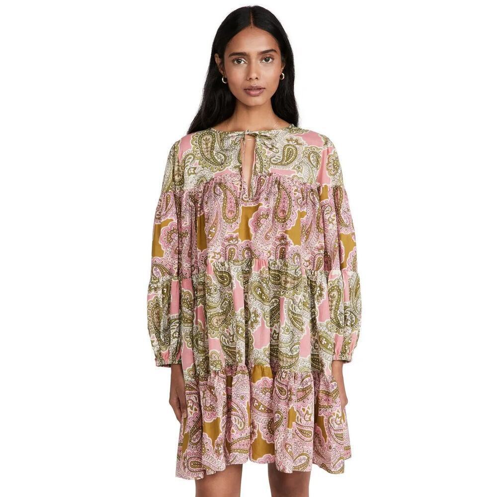 CHARINA SARTE Nara Dress Green and Pink Paisley Sz S NWT Retail $367 Tuckernuck